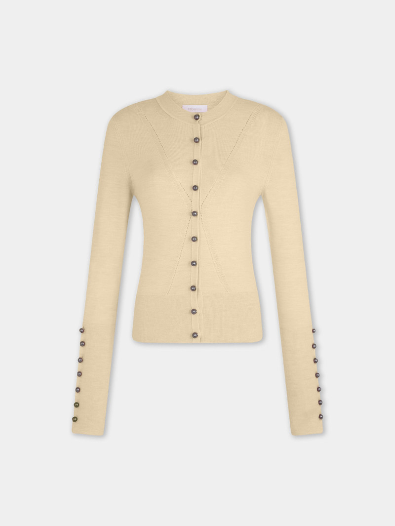DINH VAN X RABANNE YELLOW KNIT CARDIGAN WITH SIGNATURE JEWELS 1
