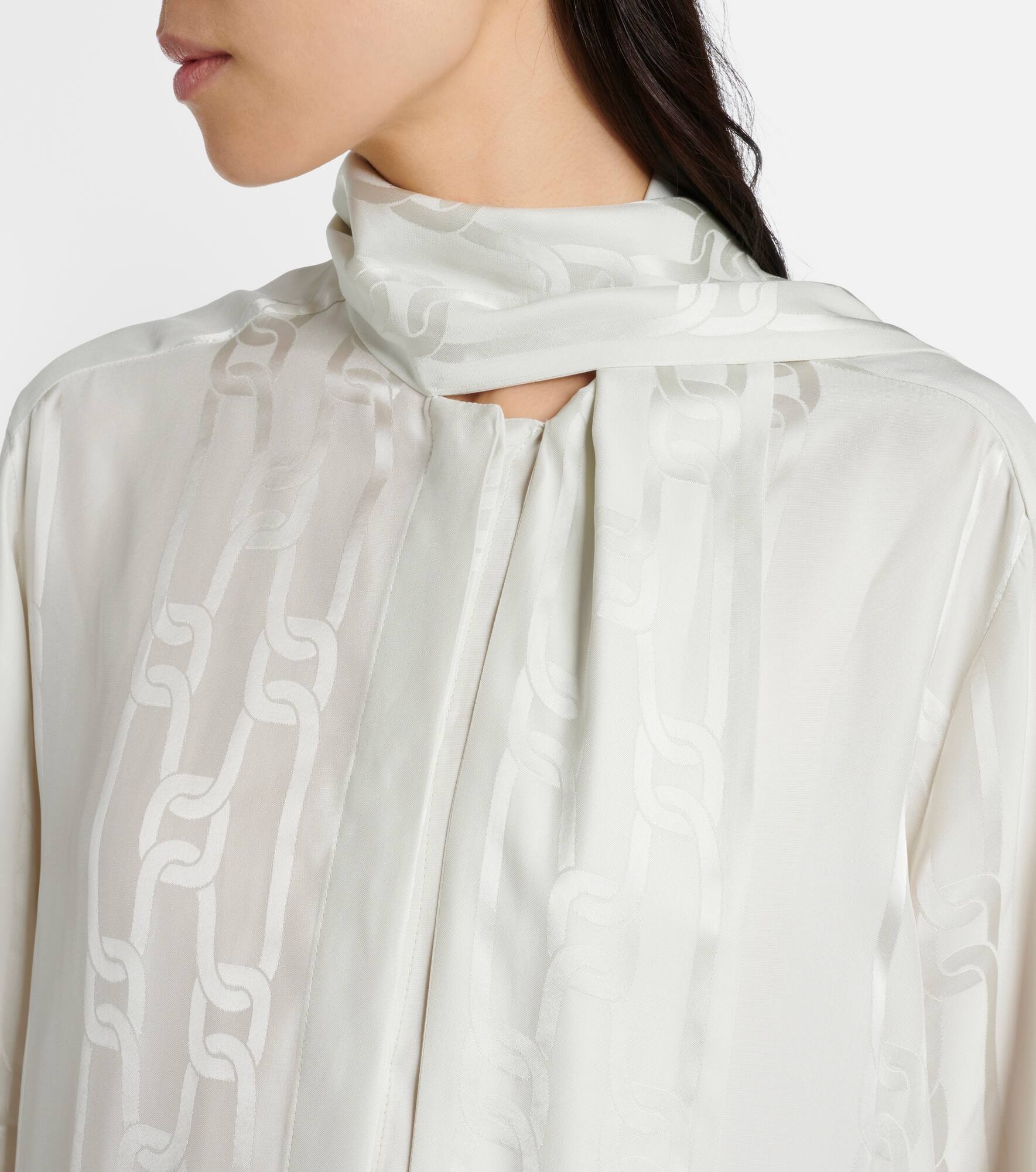 Scarf-detail satin jacquard blouse - 4