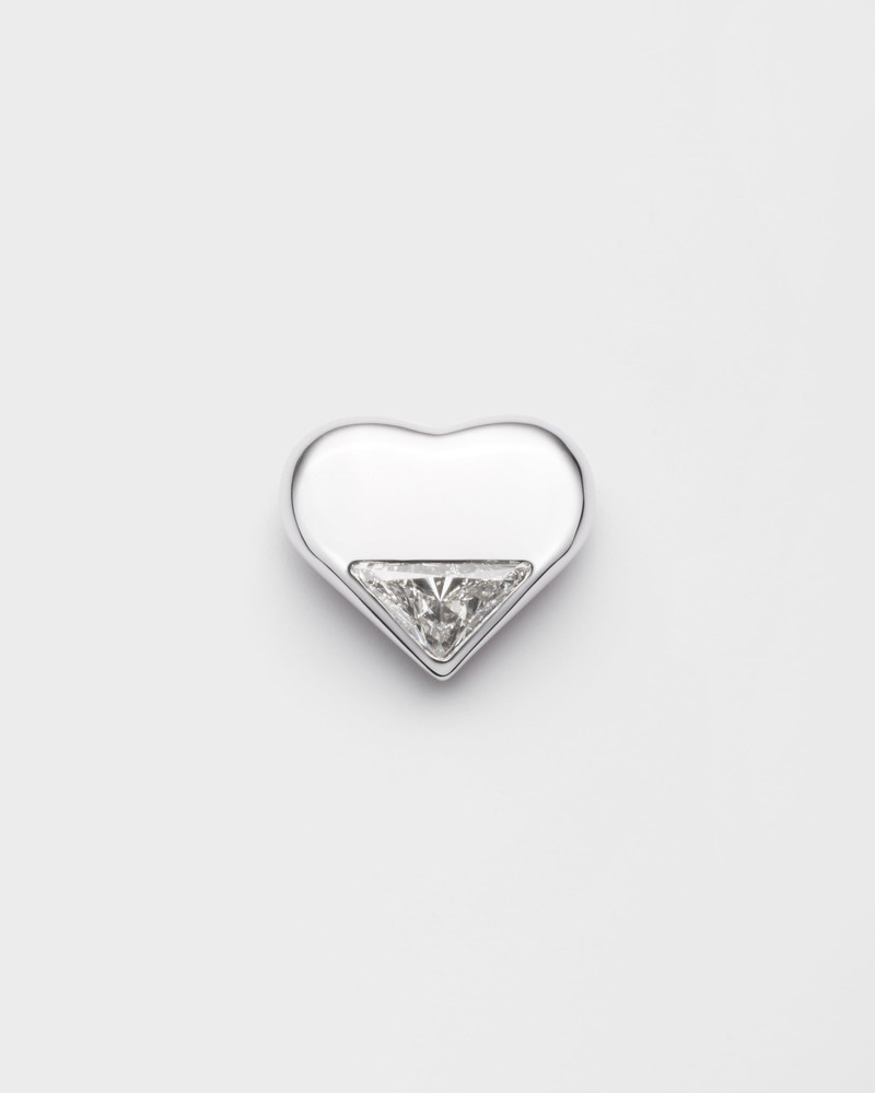 Eternal Gold Nano Heart single earring in white gold with lab-created diamond 1