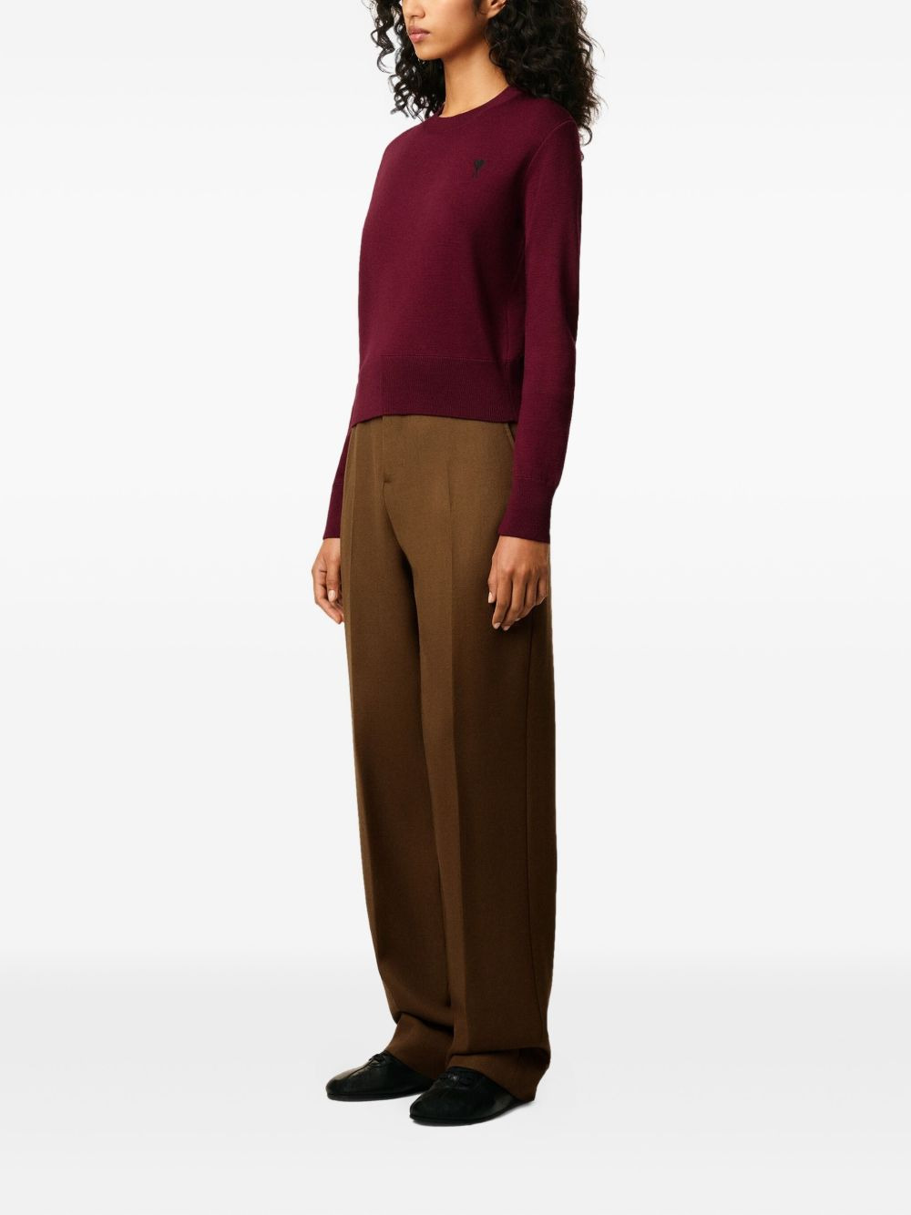 heart-embroidered wool sweater - 3