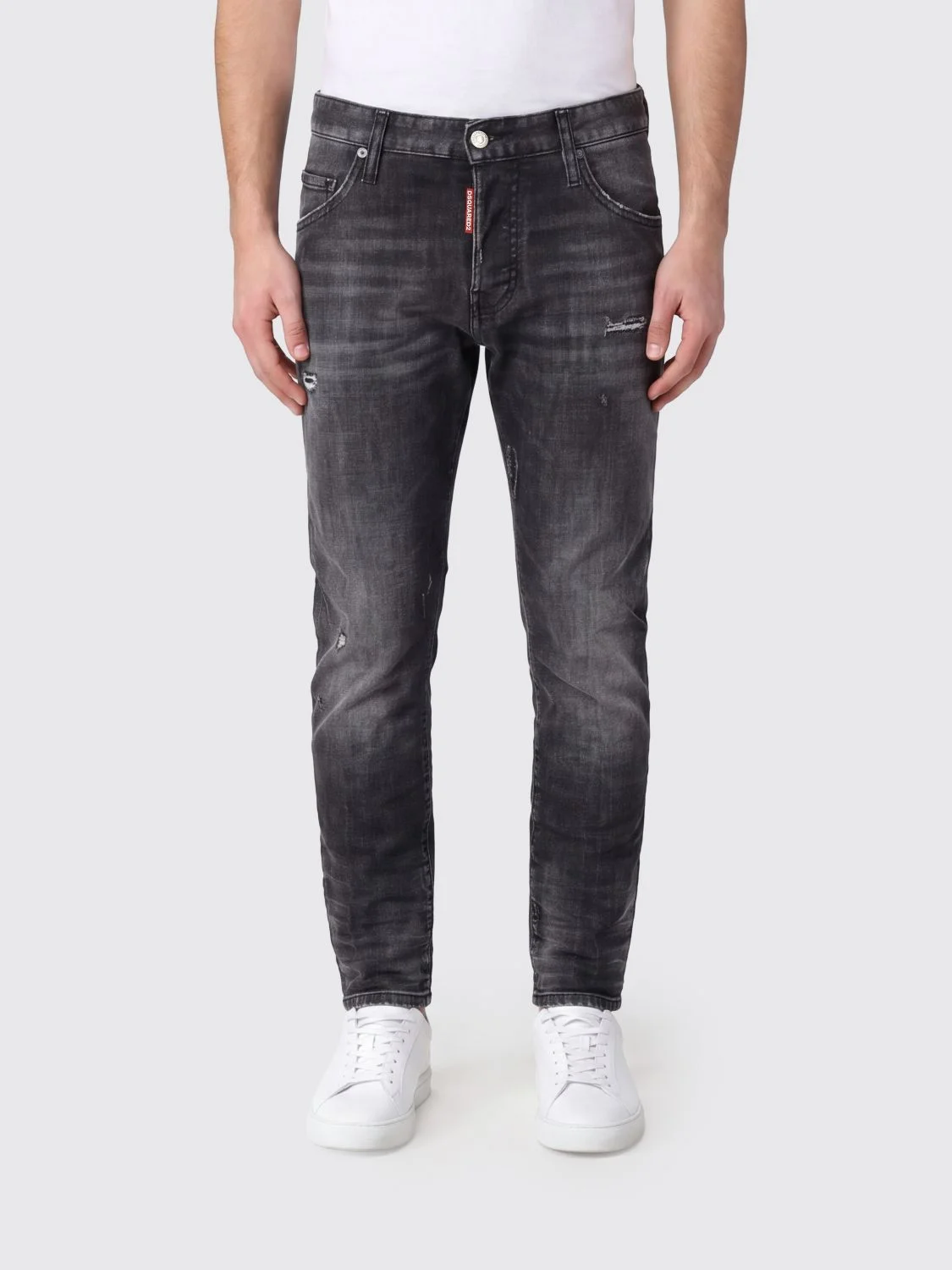 DSQUARED2 Skinny Fit Black Stretch Denim Jeans with Distressed Effect - 1