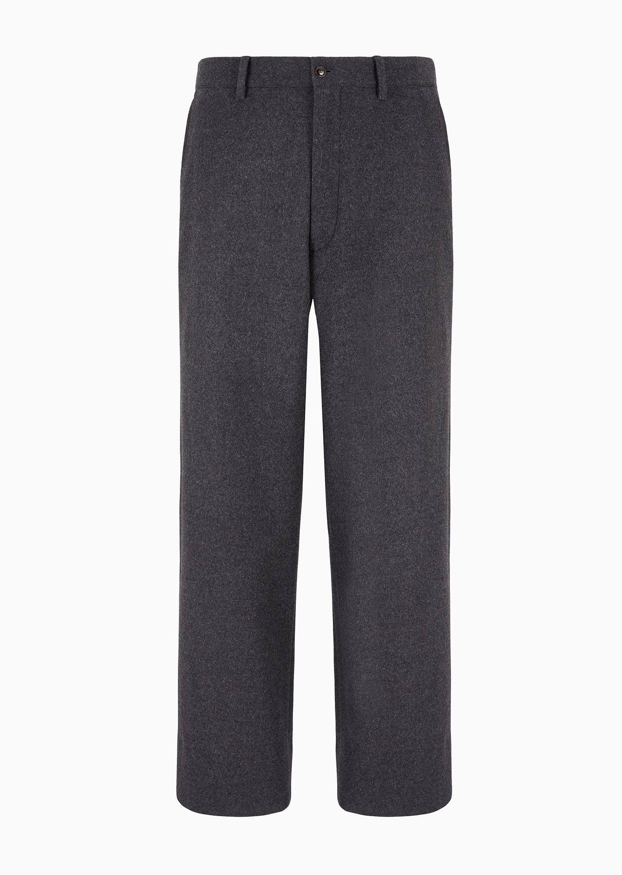 Pure wool fleece flat-front trousers - 1