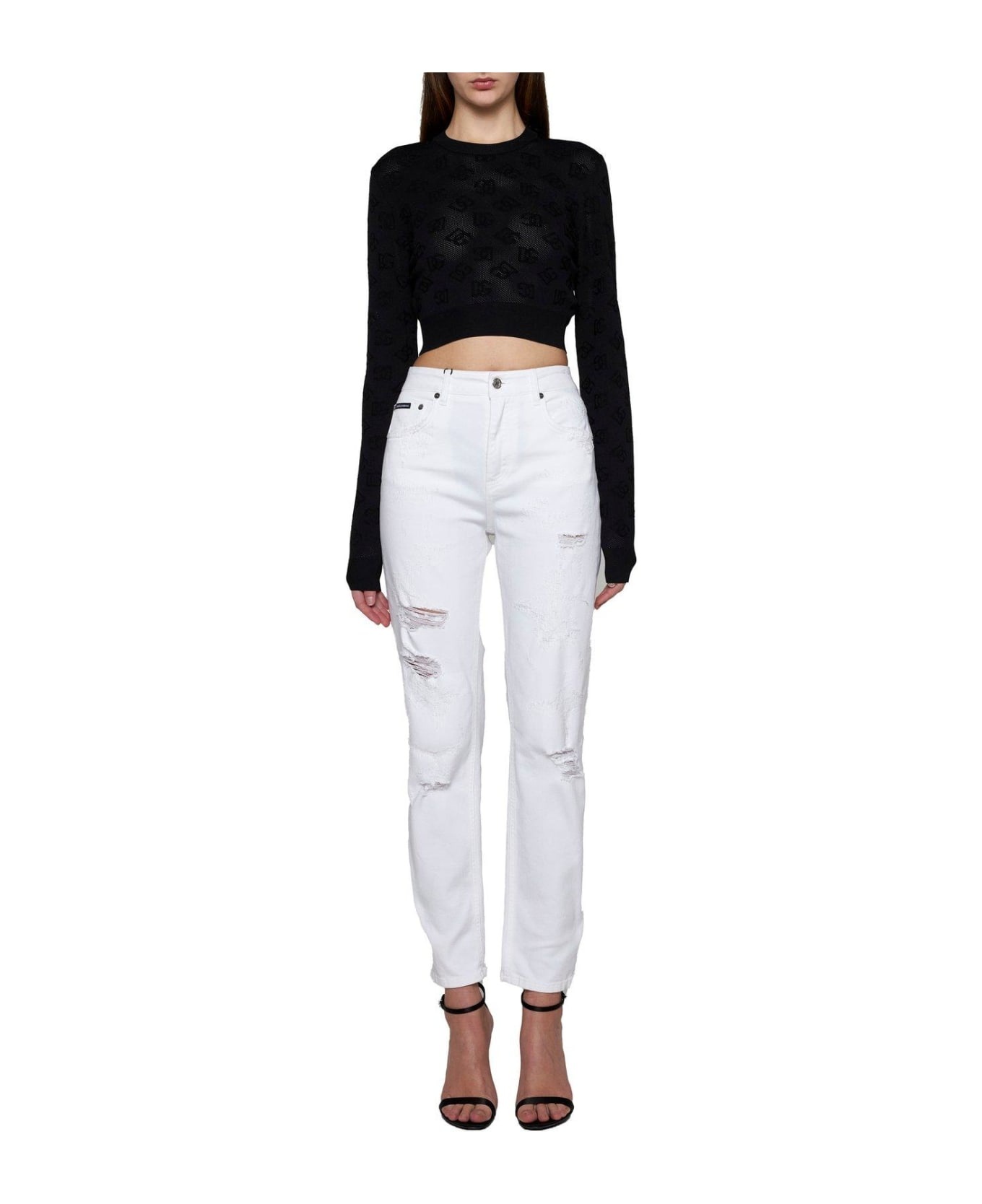 Logo Plaque Distressed Jeans - 4