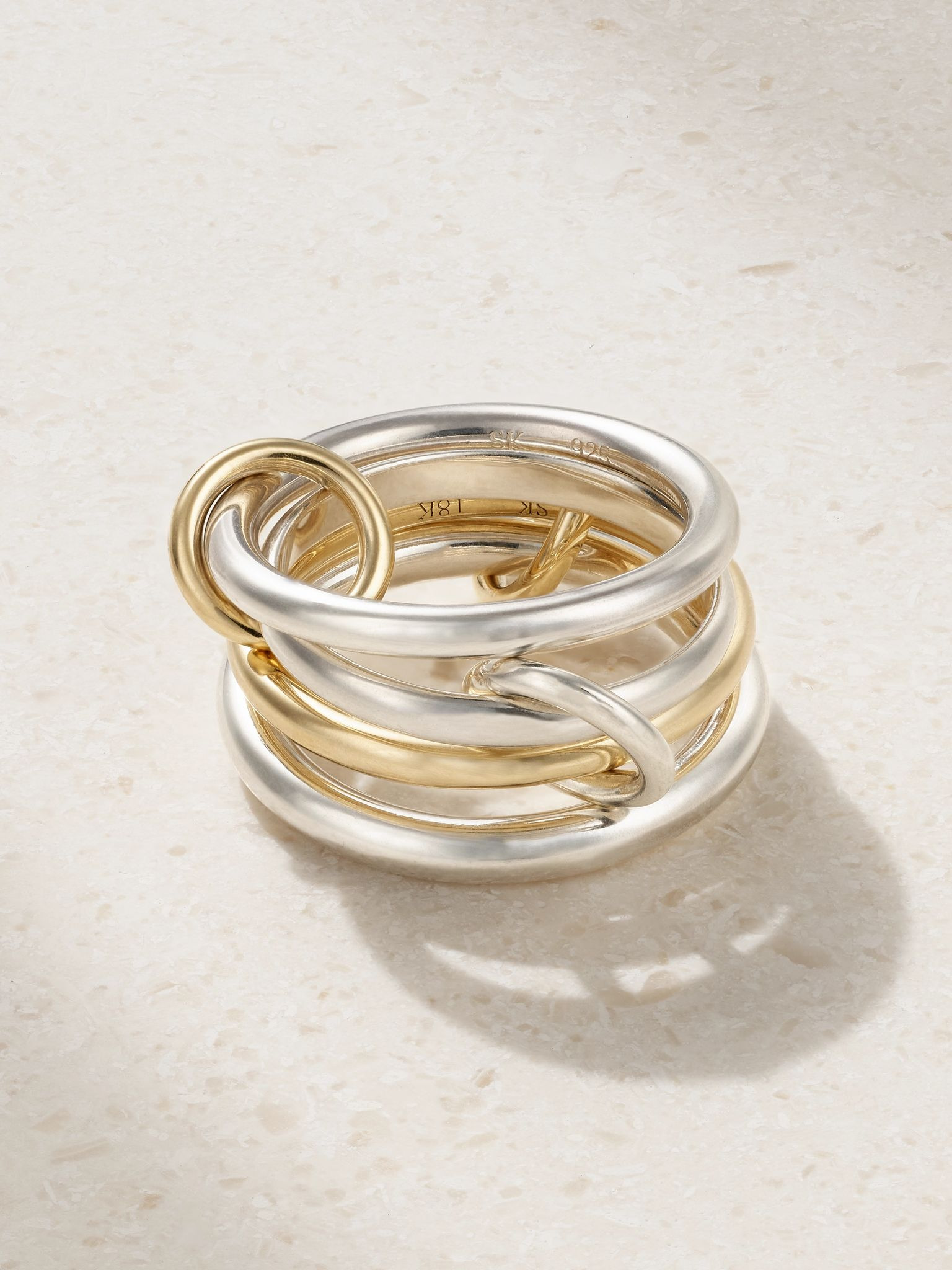 Cancer set of four 18-karat gold and sterling silver ring Gold - 1