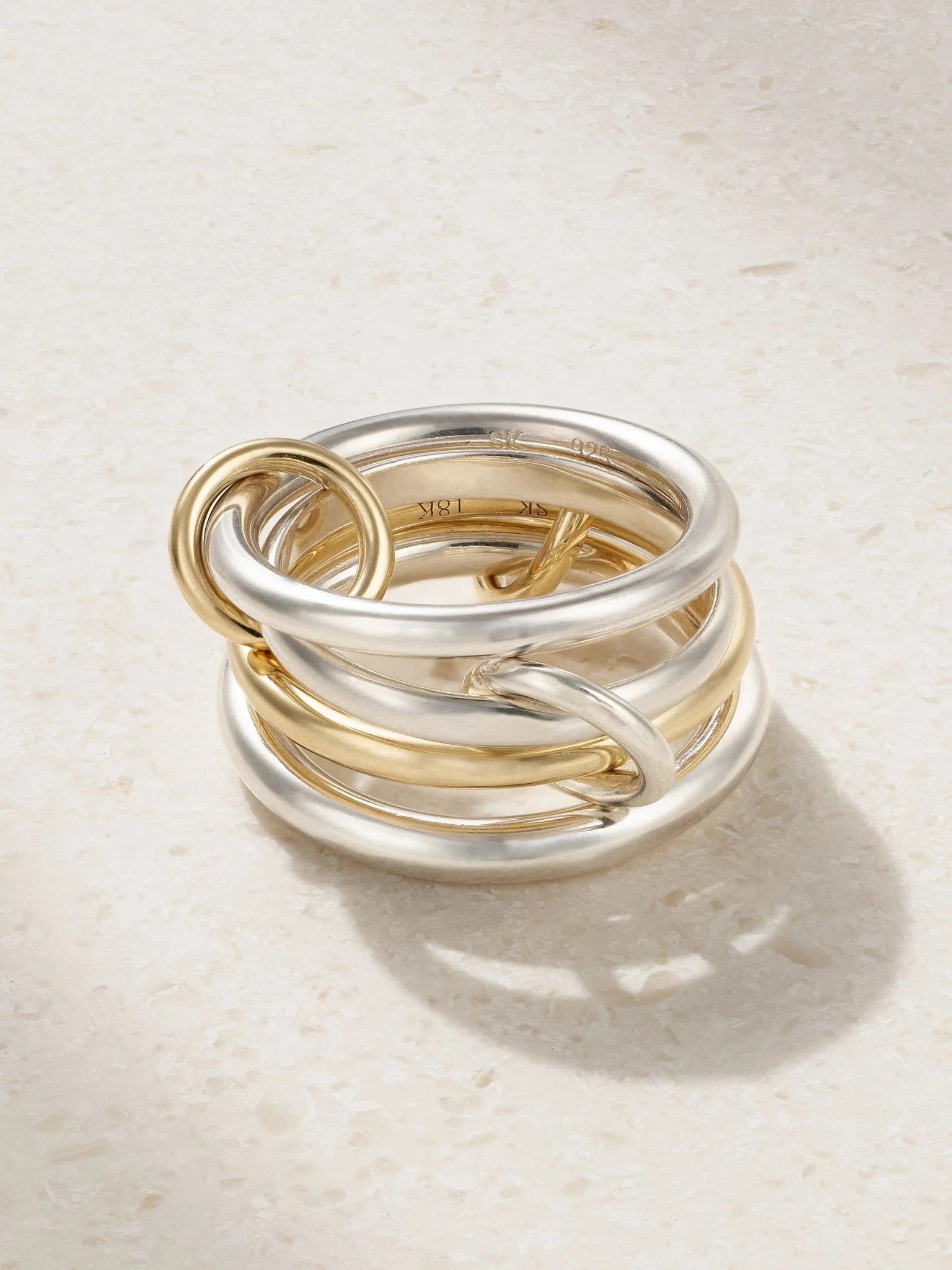 Cancer set of four 18-karat gold and sterling silver ring Gold - 1