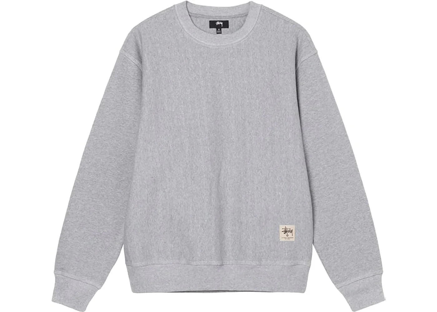 Stussy Contrast Stitch Label Crew Sweater Grey Heather - 1