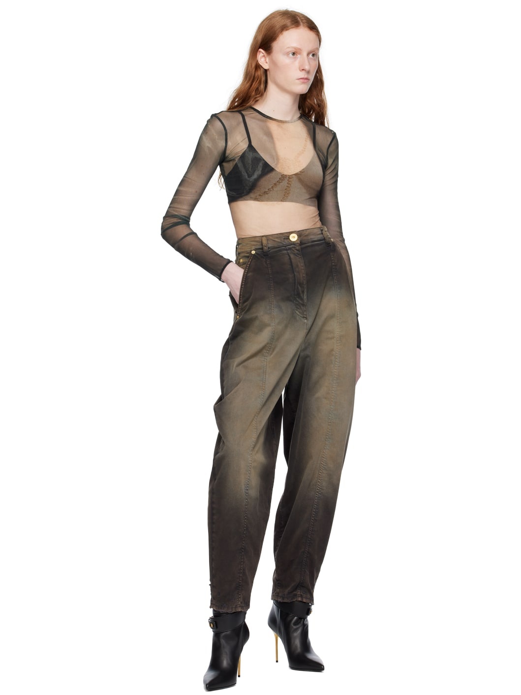 Brown Tie-Dye Jeans - 4