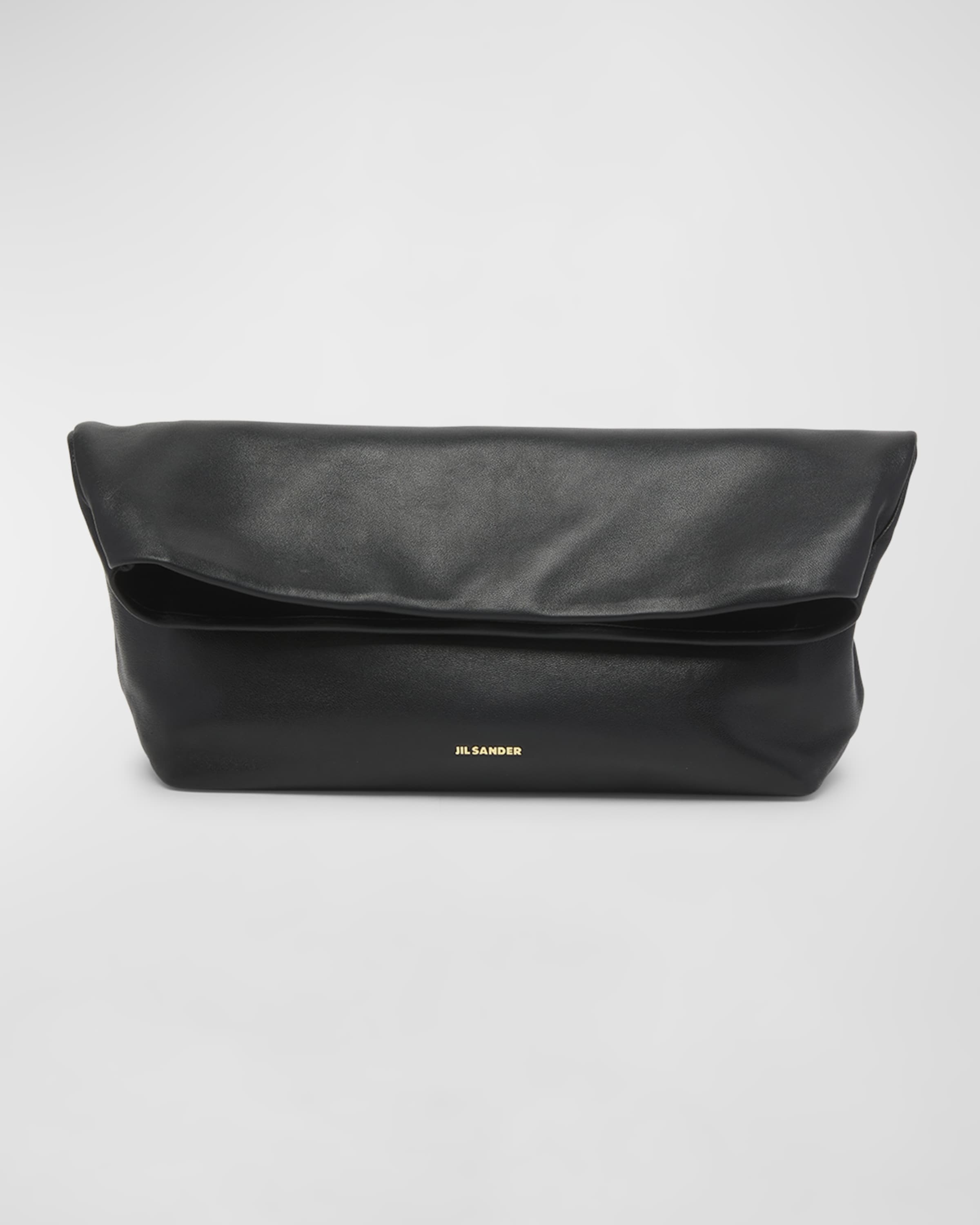 Fold-Over Leather Clutch Bag - 1