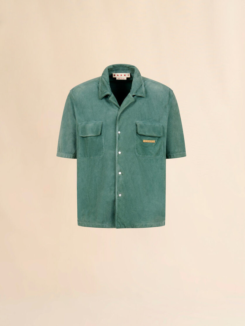 GREEN SUEDE SHIRT WITH POCKETS 1
