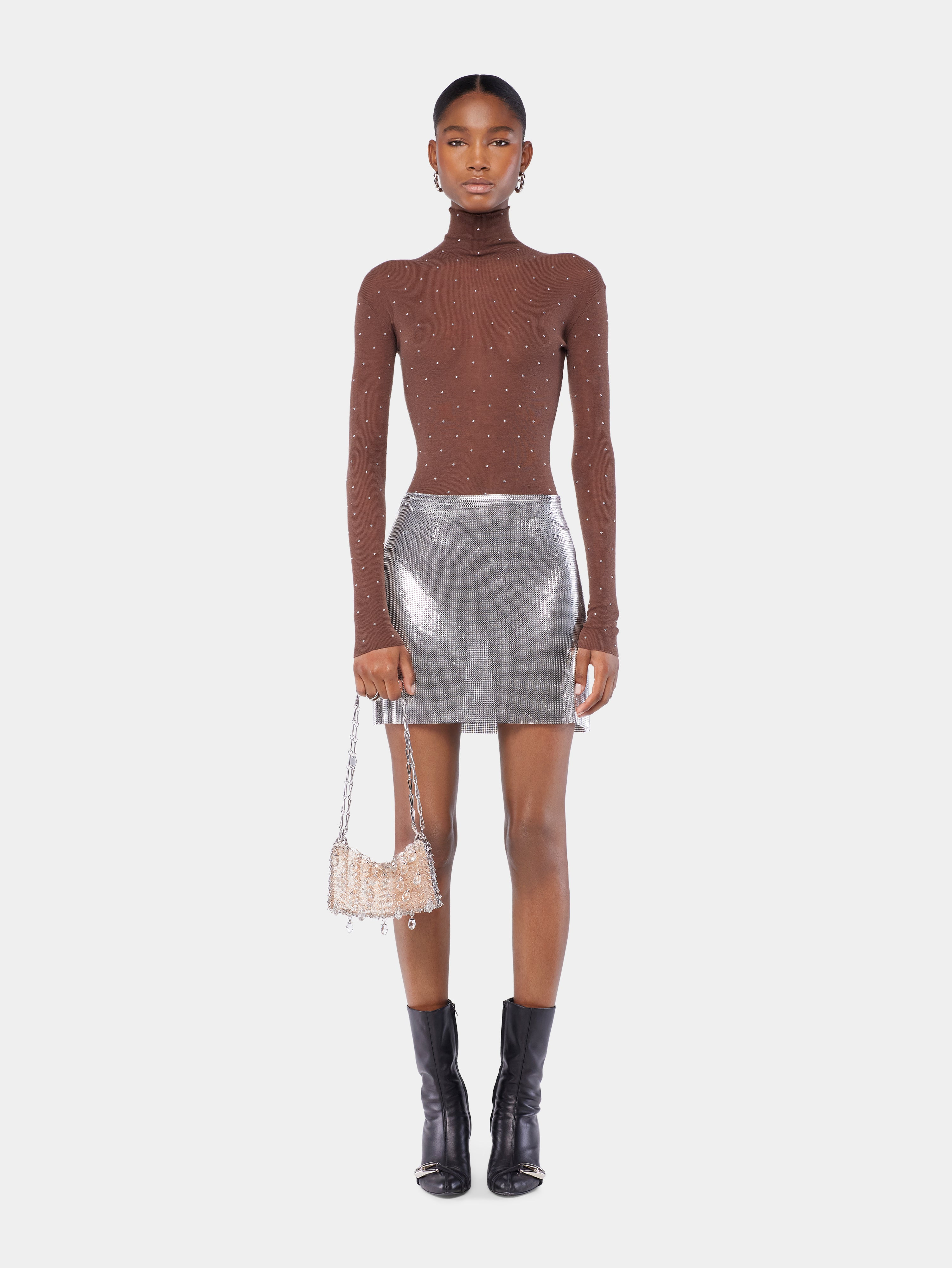 SECOND-SKIN TURTLE-NECK TOP IN WOOL - 2