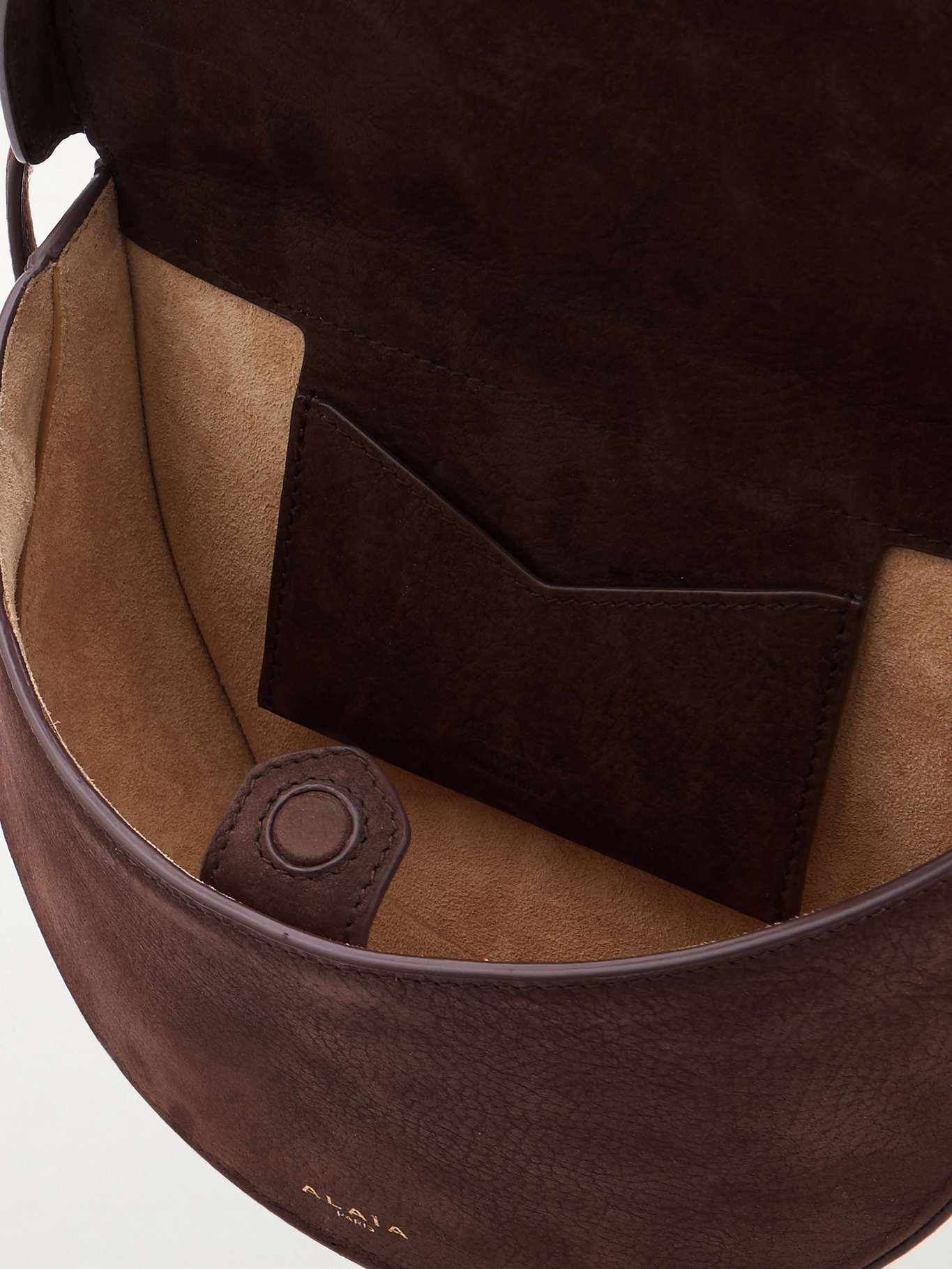 Le Click leather-trimmed nubuck shoulder bag Brown - 5