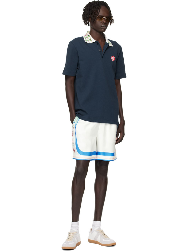 CASABLANCA Navy Classic Laurel Pique Polo outlook