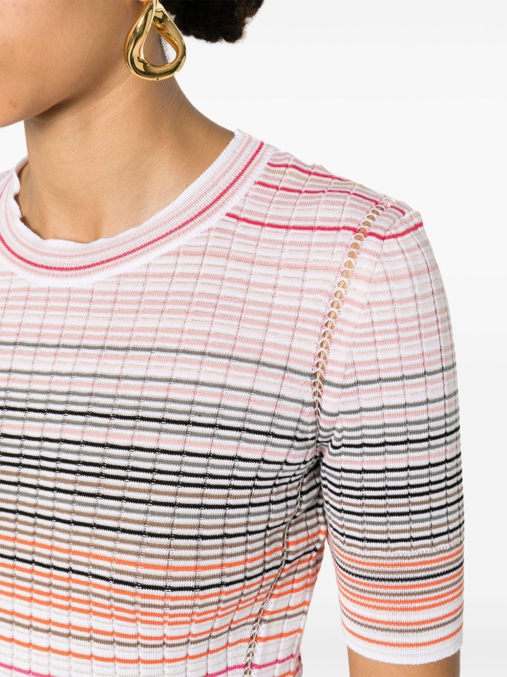 stripe-pattern knitted jumper - 5