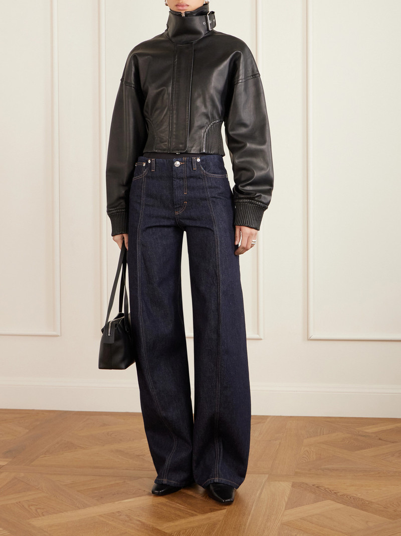 Sportmax Cropped Buckled Leather Jacket outlook