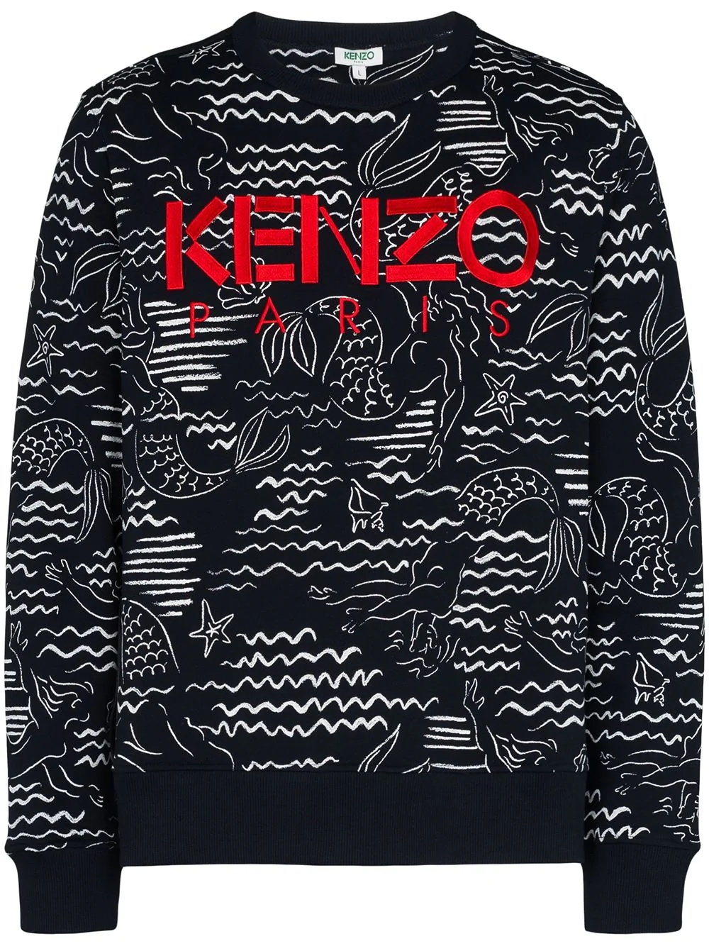 logo-embroidered mermaid print sweatshirt  - 1