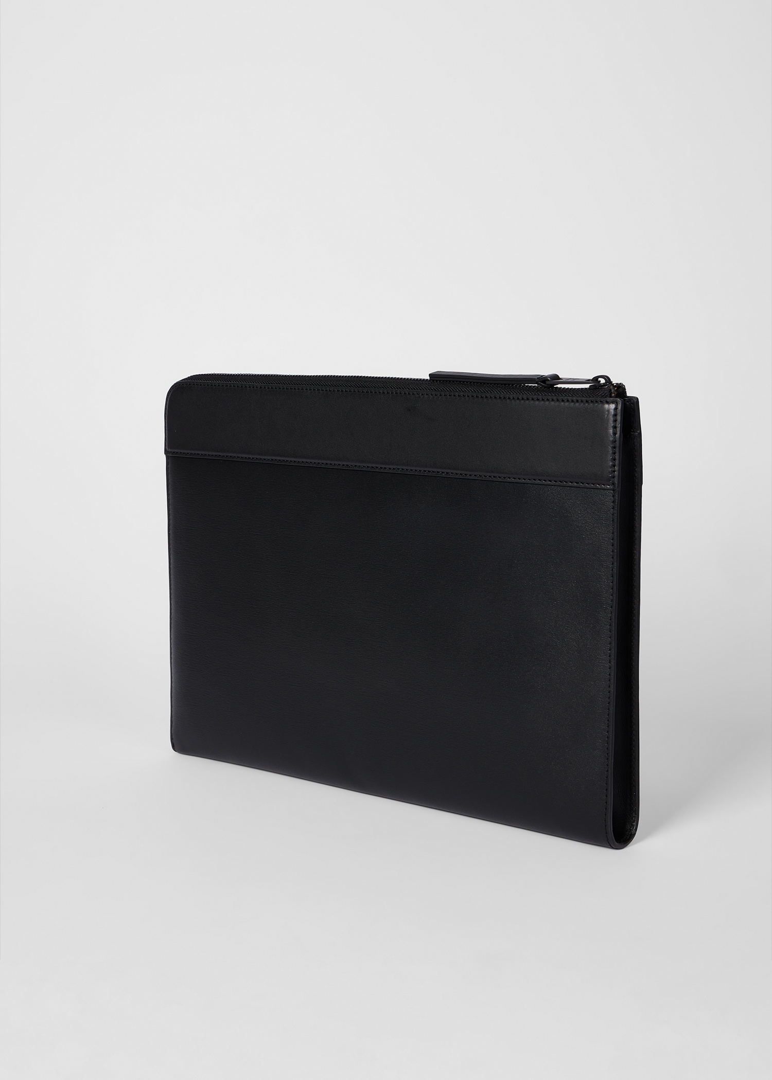 Black Straw-Grain Embossed Leather Laptop Case - 3