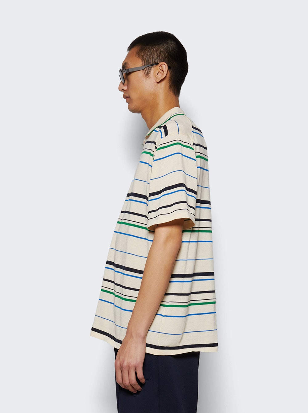 X Wales Bonner Knit Polo Wonder White Stripe - 3