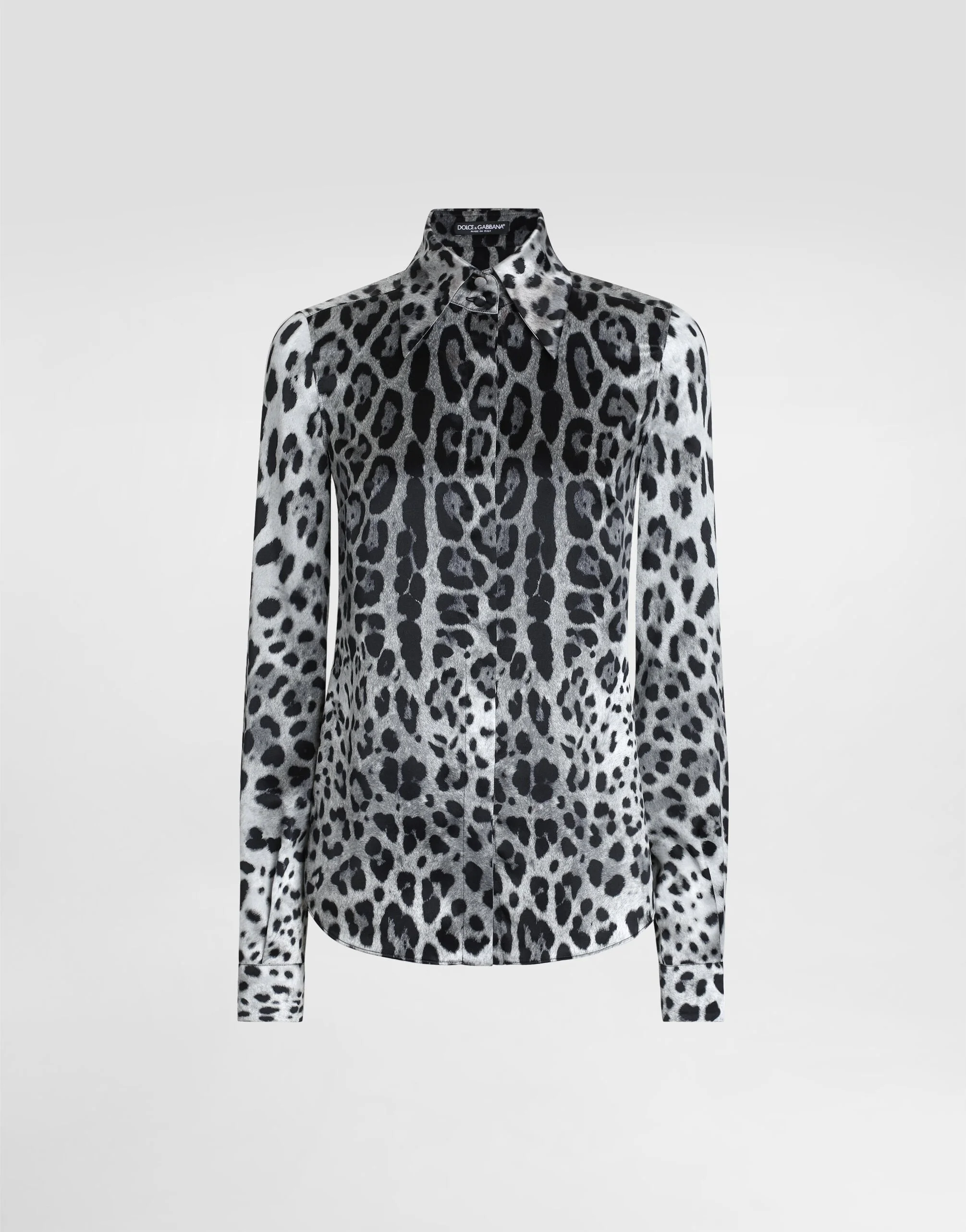 Leopard-print silk satin shirt - 1