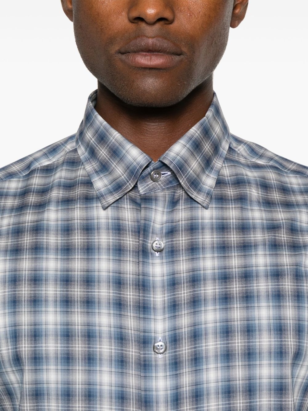 check-pattern cotton shirt - 5