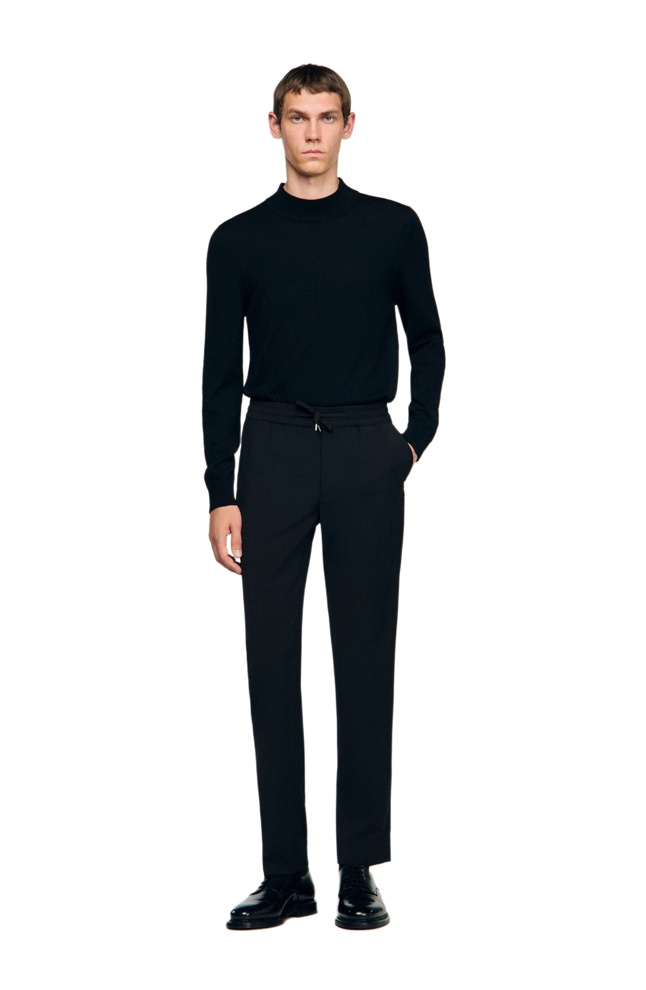 SANDRO Elasticated straight-leg trousers in Black at Nordstrom - 6