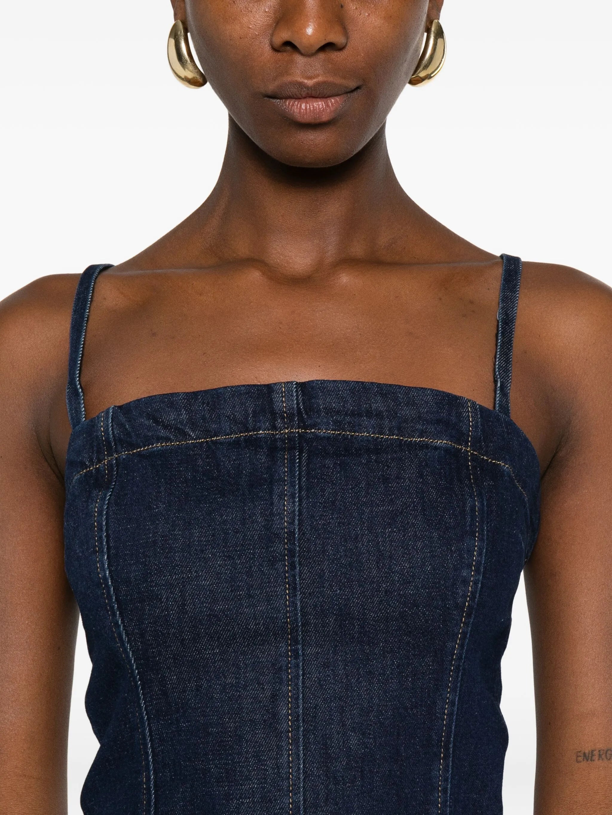 Pinko Spaghetti-strap Denim Tank-top - 4