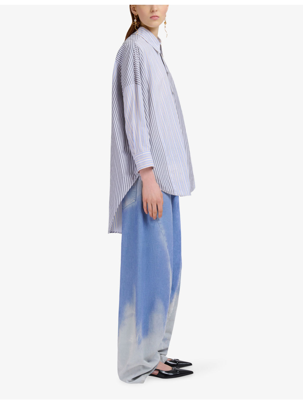 Oversized Striped Cotton Shirt - 2