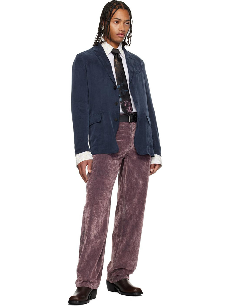 Dries Van Noten Navy Peached Twill Blazer outlook