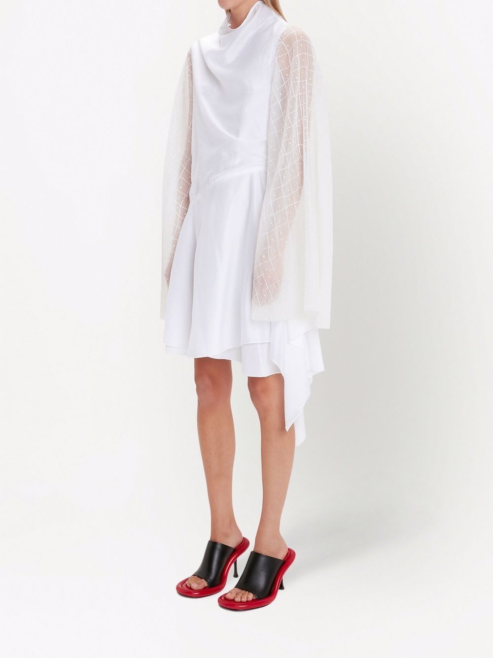 PLEATED SLEEVE MOCK NECK DRESS - 3
