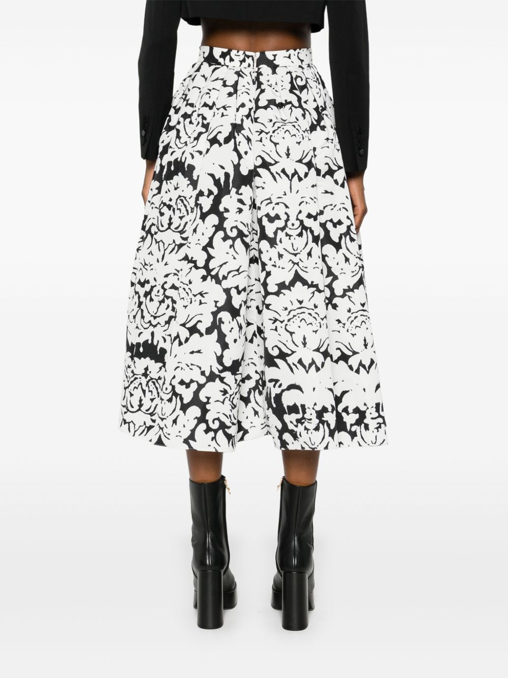 Damask-print faille midi skirt - 4