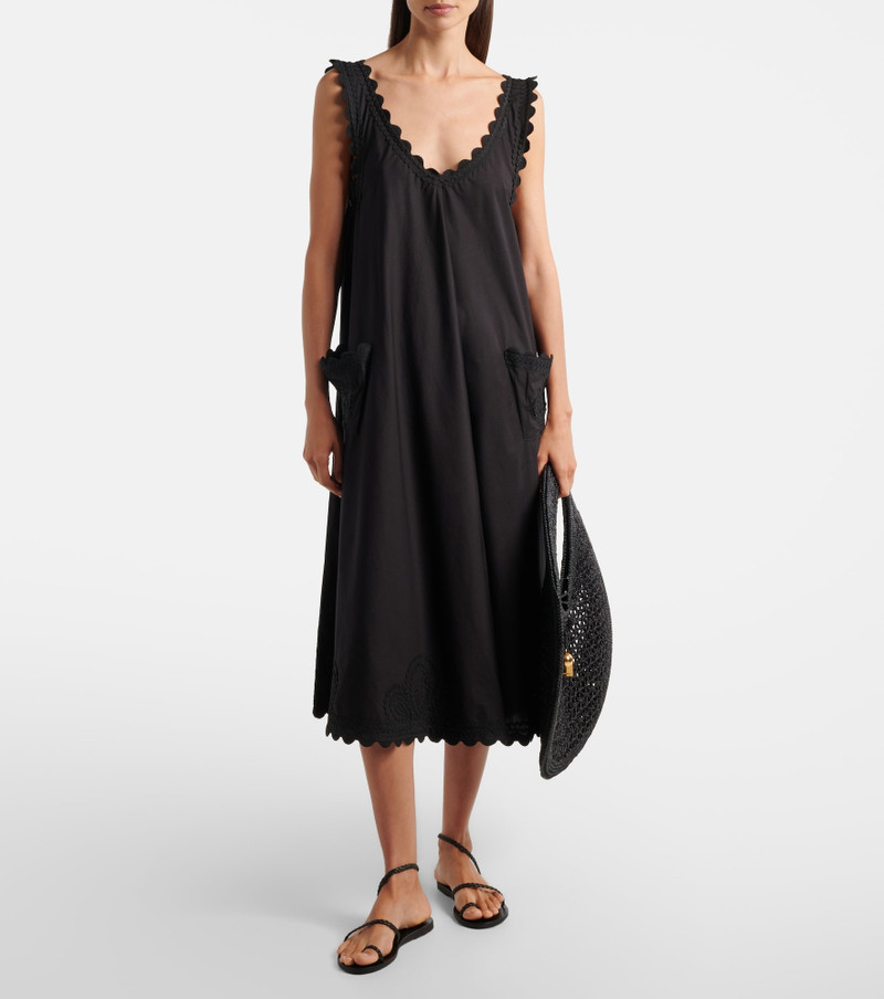 juliet dunn Embroidered scalloped cotton poplin midi dress outlook