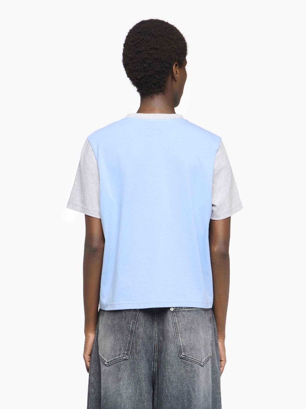 PANELLED CROPPED T-SHIRT WITH ANCHOR EMBROIDERY - 3