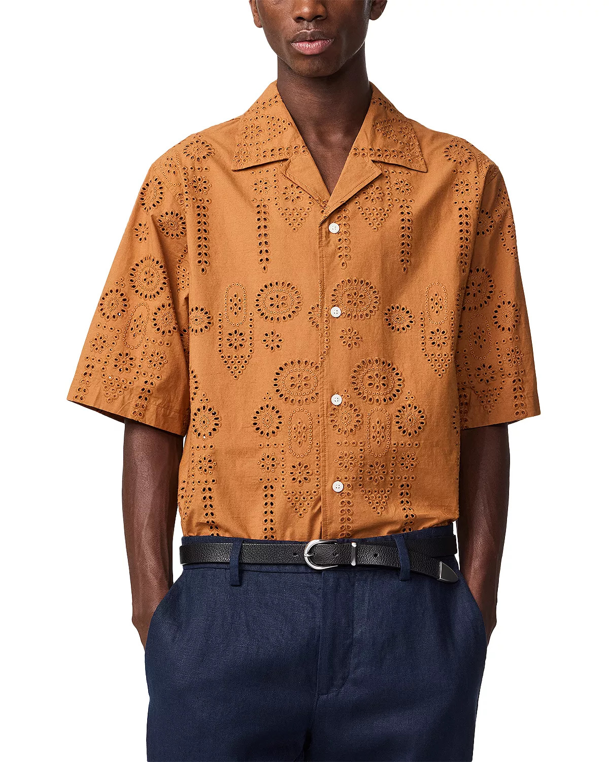 Ben Relaxed Fit Eyelet Camp Shirt - 1
