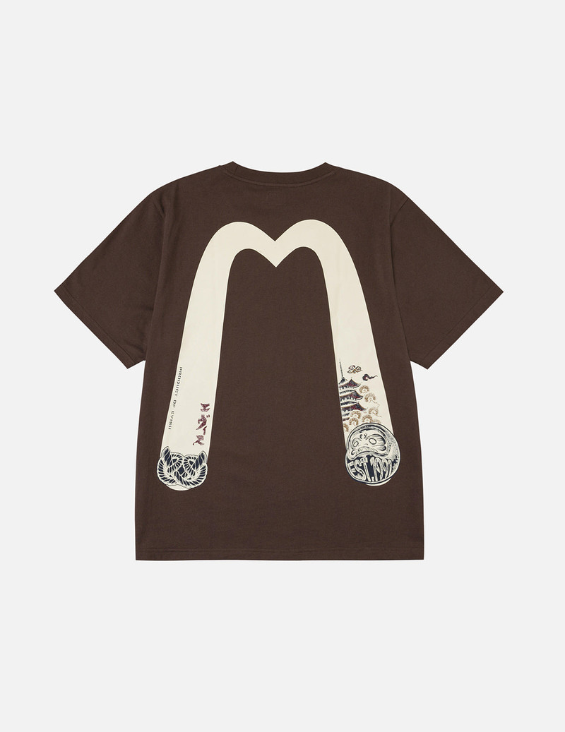 Wheel of Wisdom and Daruma Daicock Print Regular Fit T-Shirt 3