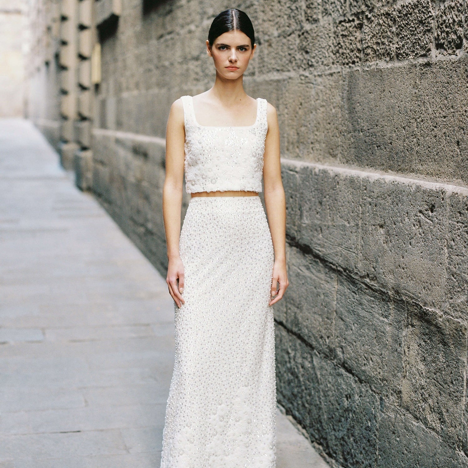 self portrait white beaded sequin maxi dress self-portrait - White Sequin Lace Tiered Maxi Dress main image 1