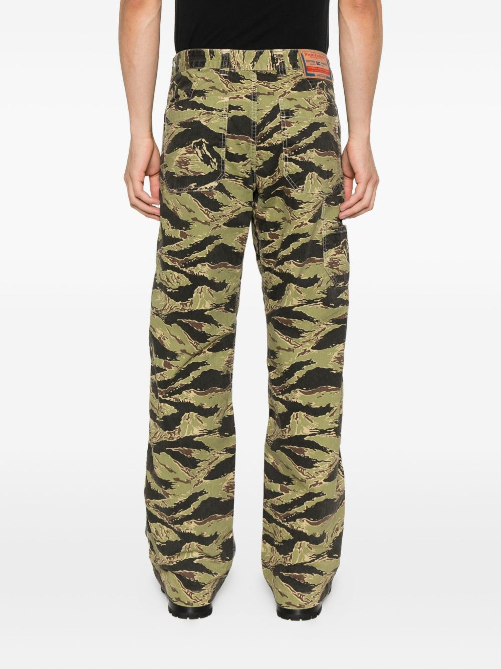 tiger-stripe panel jeans - 4