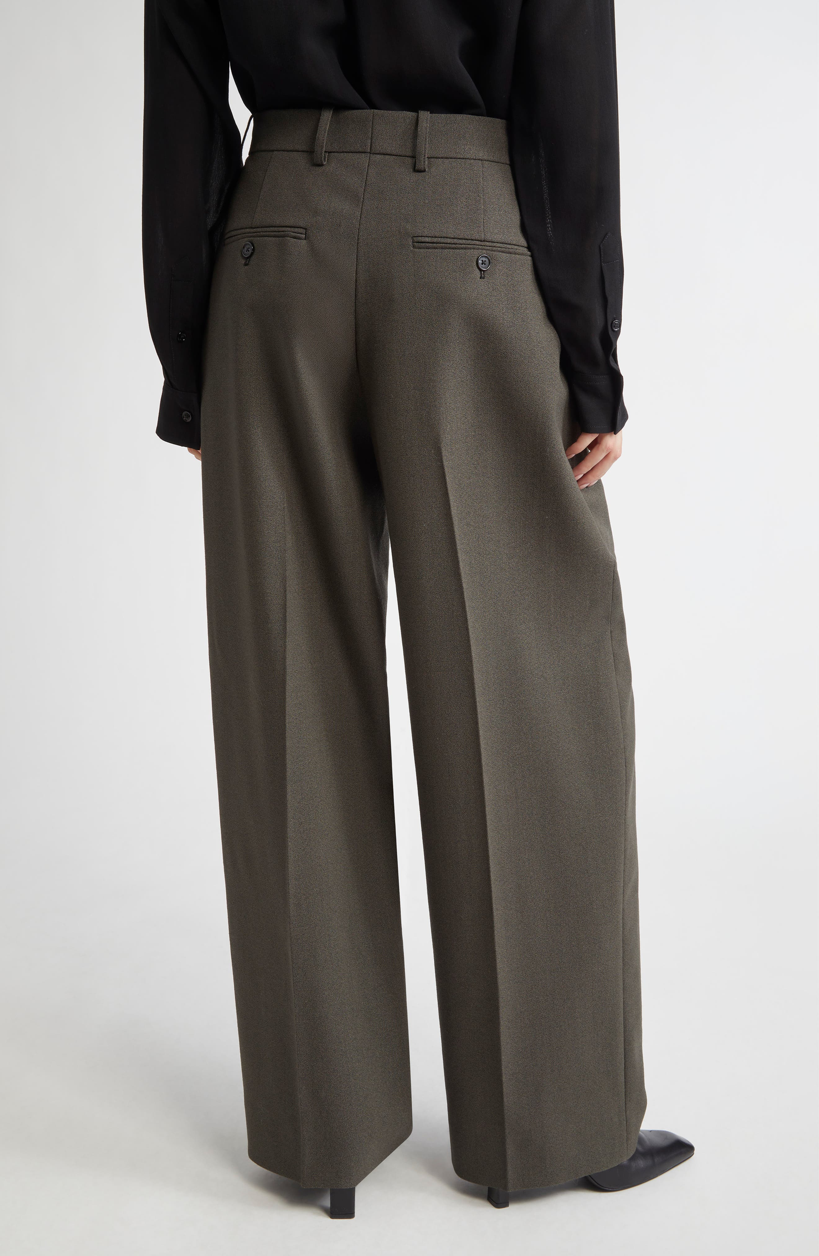 TOTEME Tailored Wool Blend Wide Leg Trousers in Forest at Nordstrom - 3