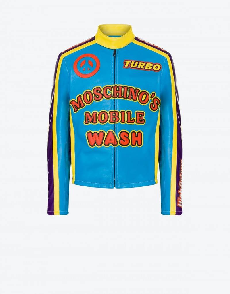 RETRO MOSCHINO LOGO LEATHER BIKER 1