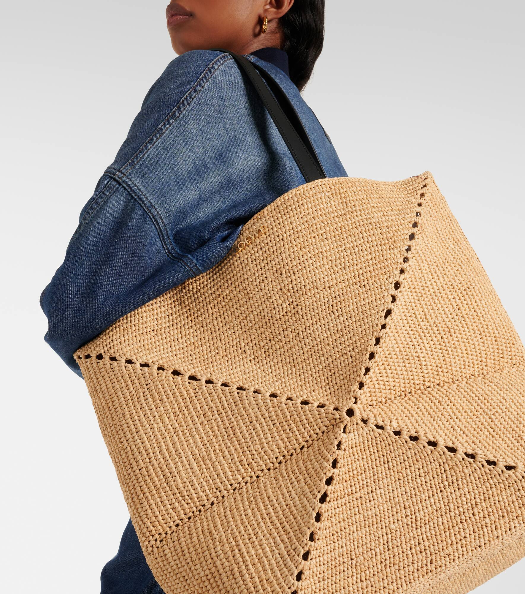 Puzzle Fold XL raffia tote bag - 7