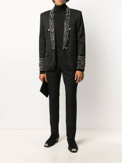 Balmain embroidery double-breasted blazer outlook