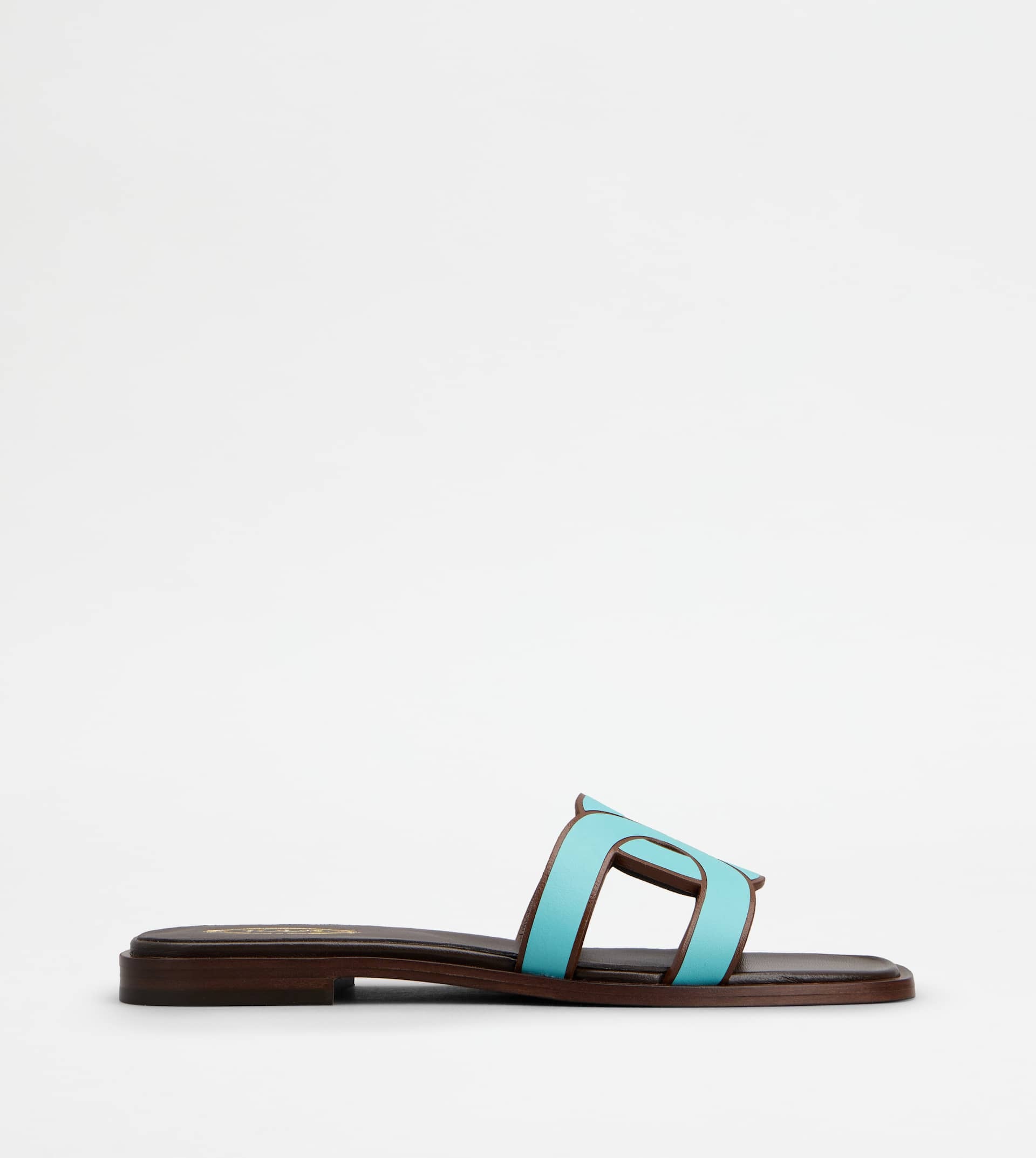 SANDALS IN LEATHER - LIGHT BLUE - 1