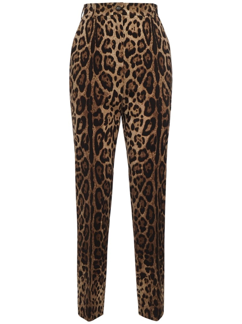 Leopard print high rise straight pants - 1