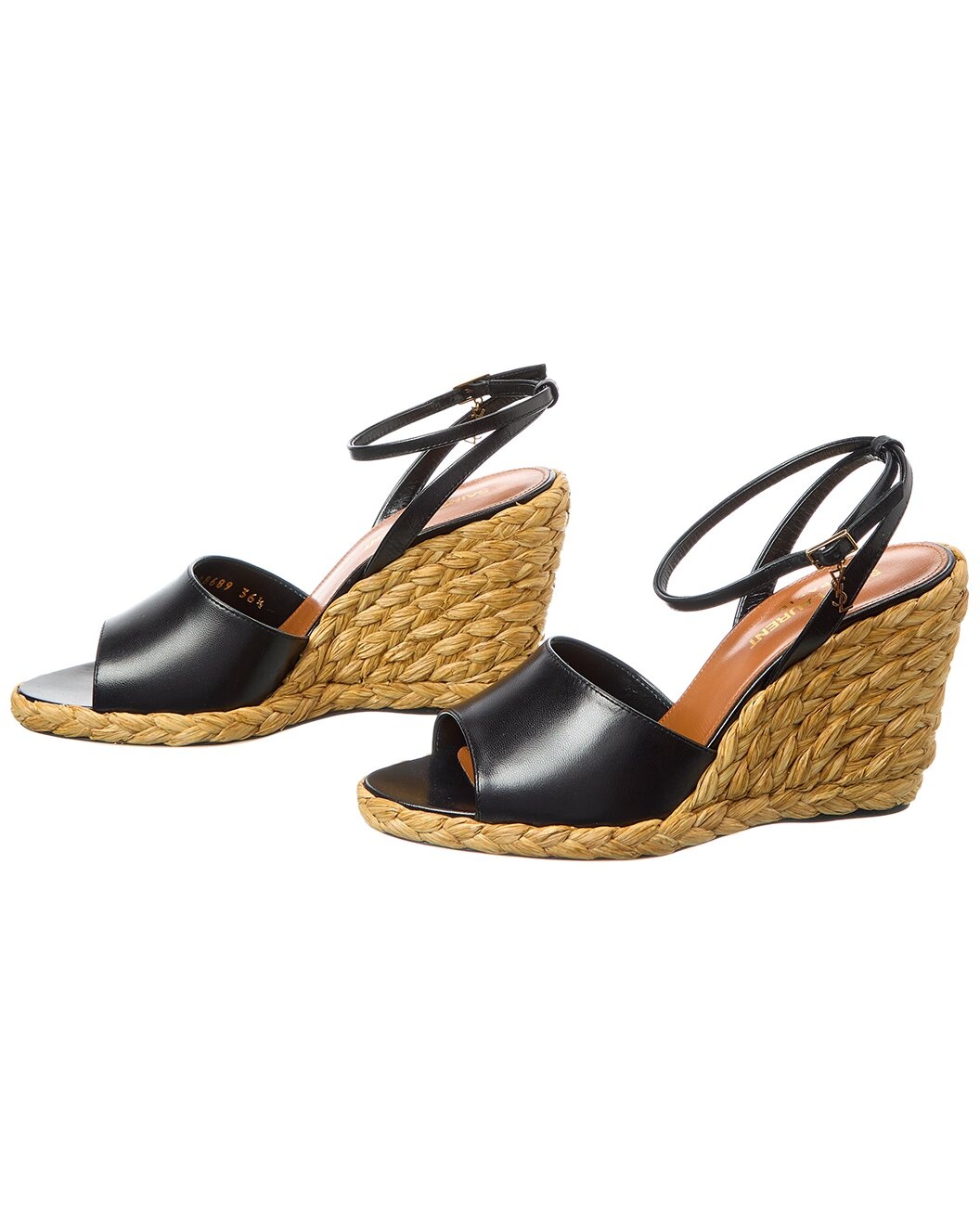 Saint Laurent Sexy 95 Leather Wedge Sandal (Authentic Pre-Loved) - 2