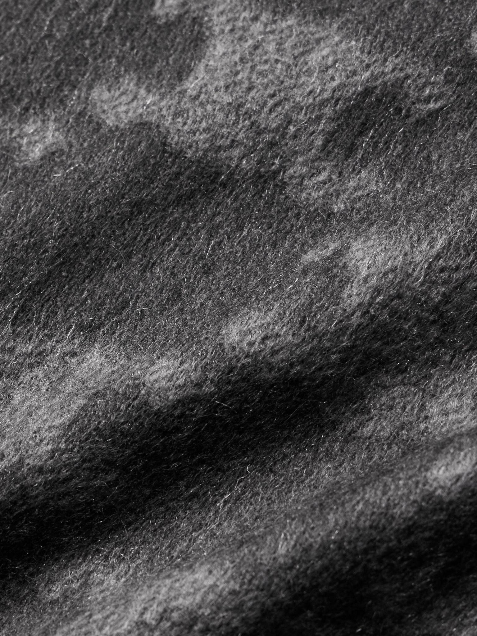 Triomphe Fringed Monogrammed Jacquard-Knit Cashmere Scarf Gray - 3