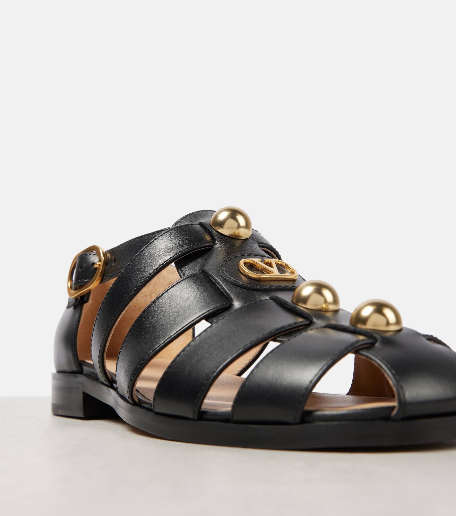 VLogo Signature leather fisherman sandals - 5