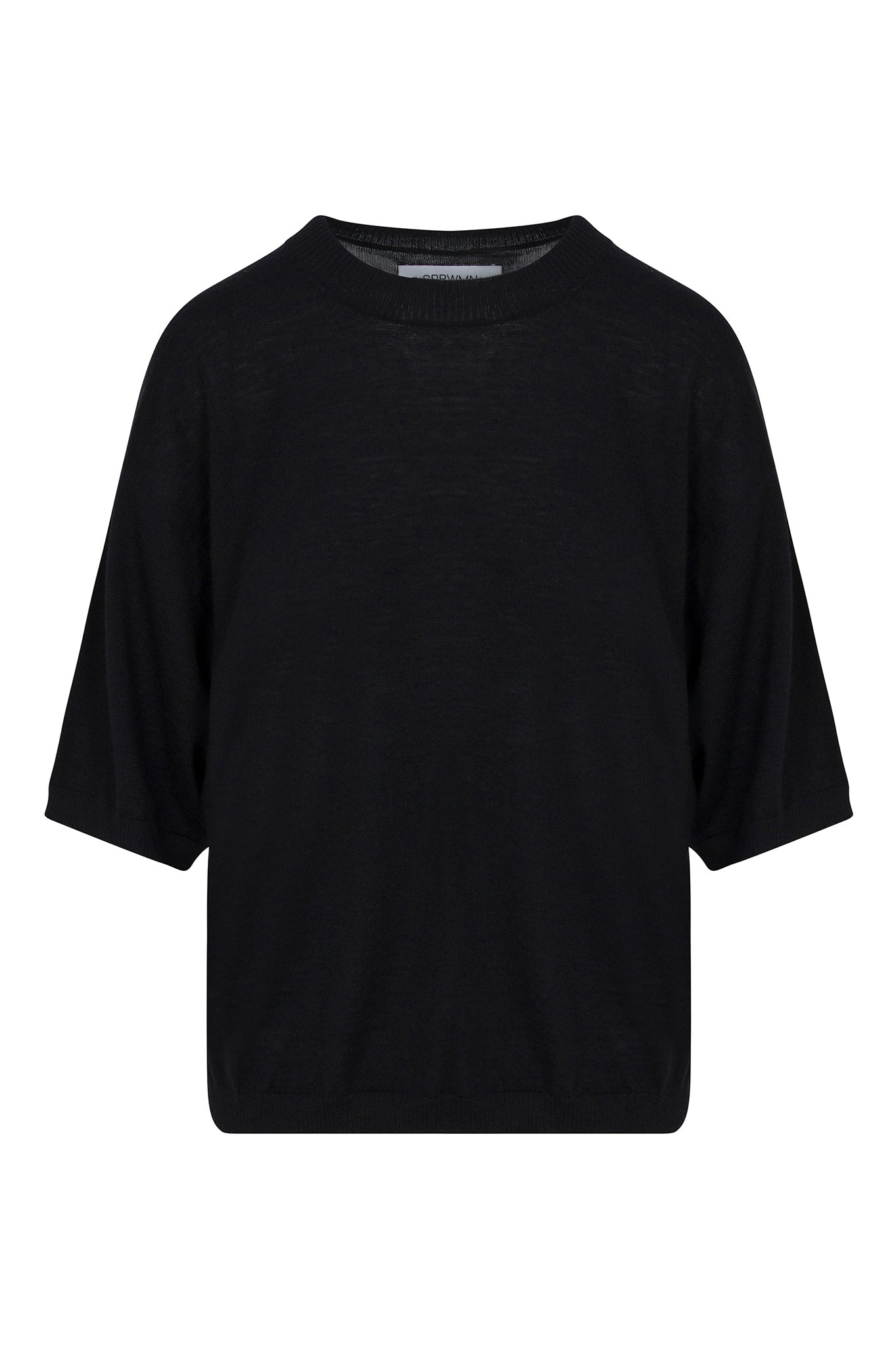 BLACK CASHMERE BOXY T-SHIRT - 5