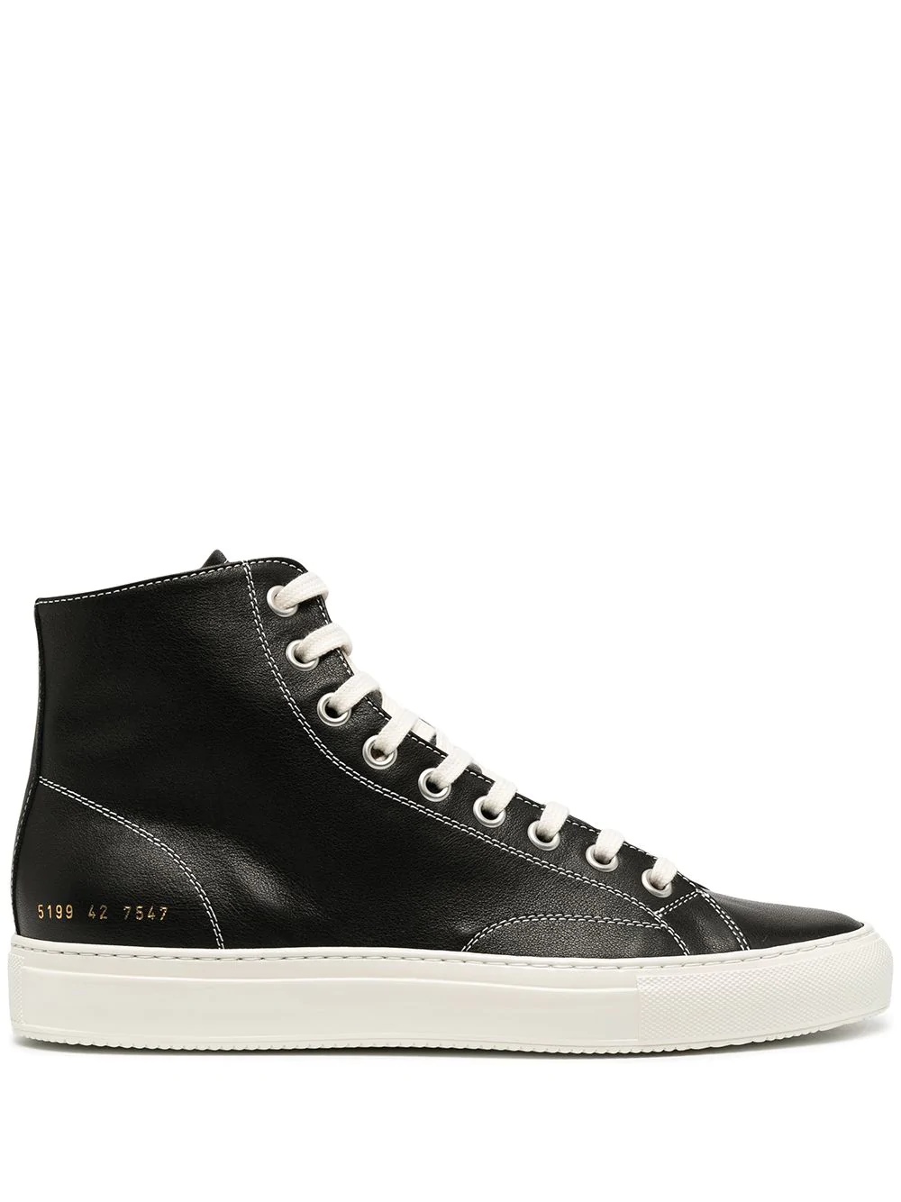 high-top leather sneakers - 1