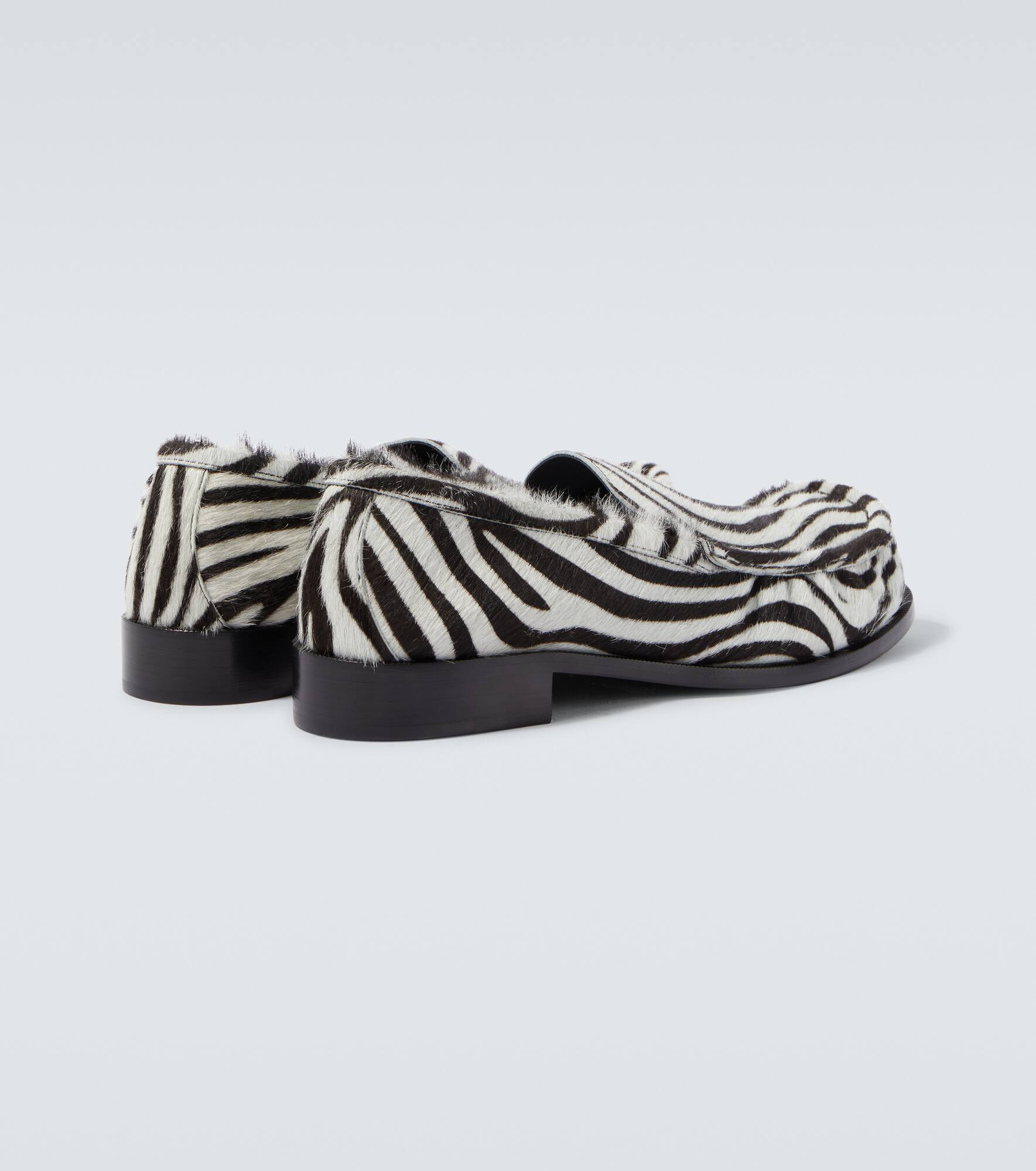 Animal-printed calf hair loafers - 6