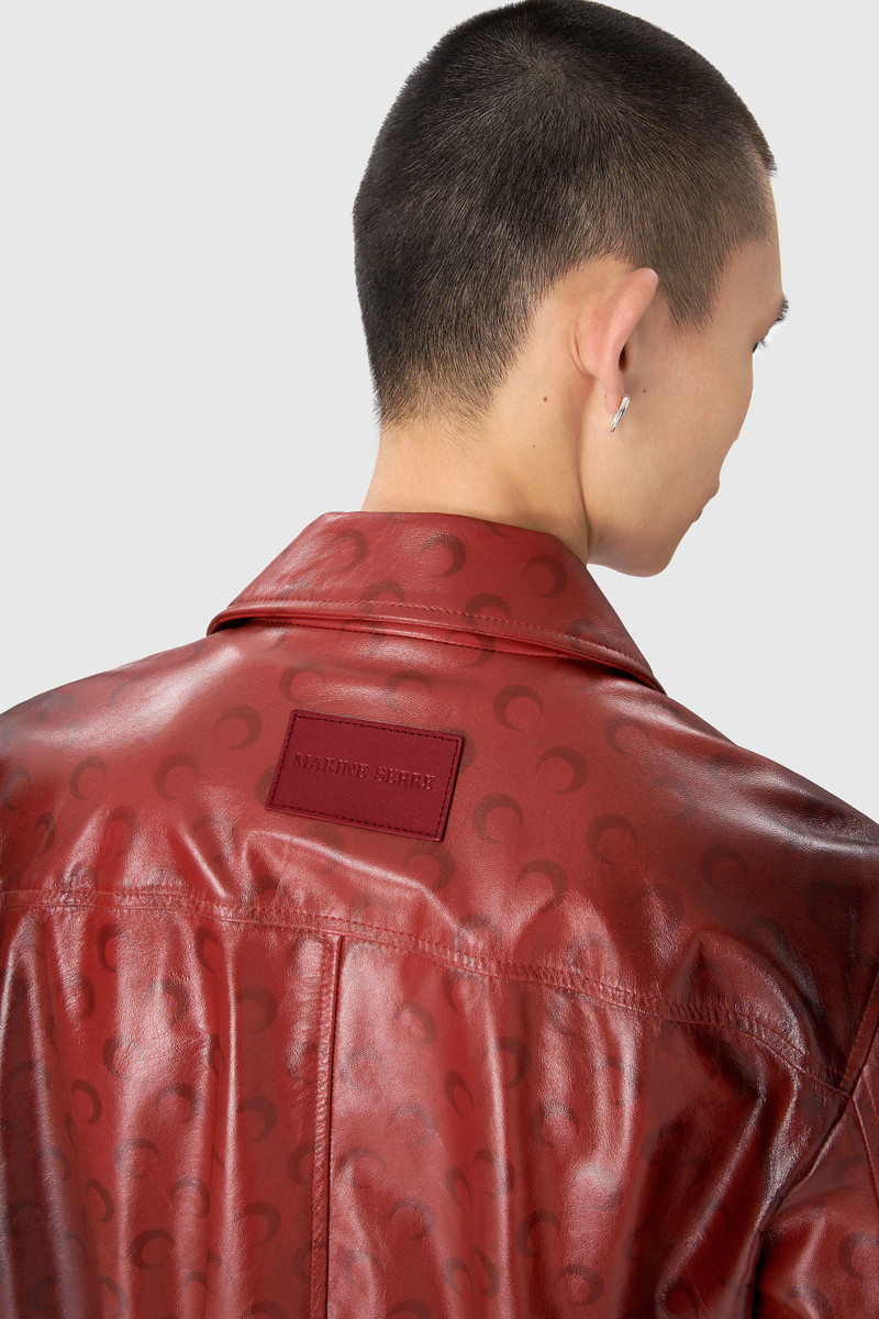 Moon Airbrushed Leather Bomber Jacket 3