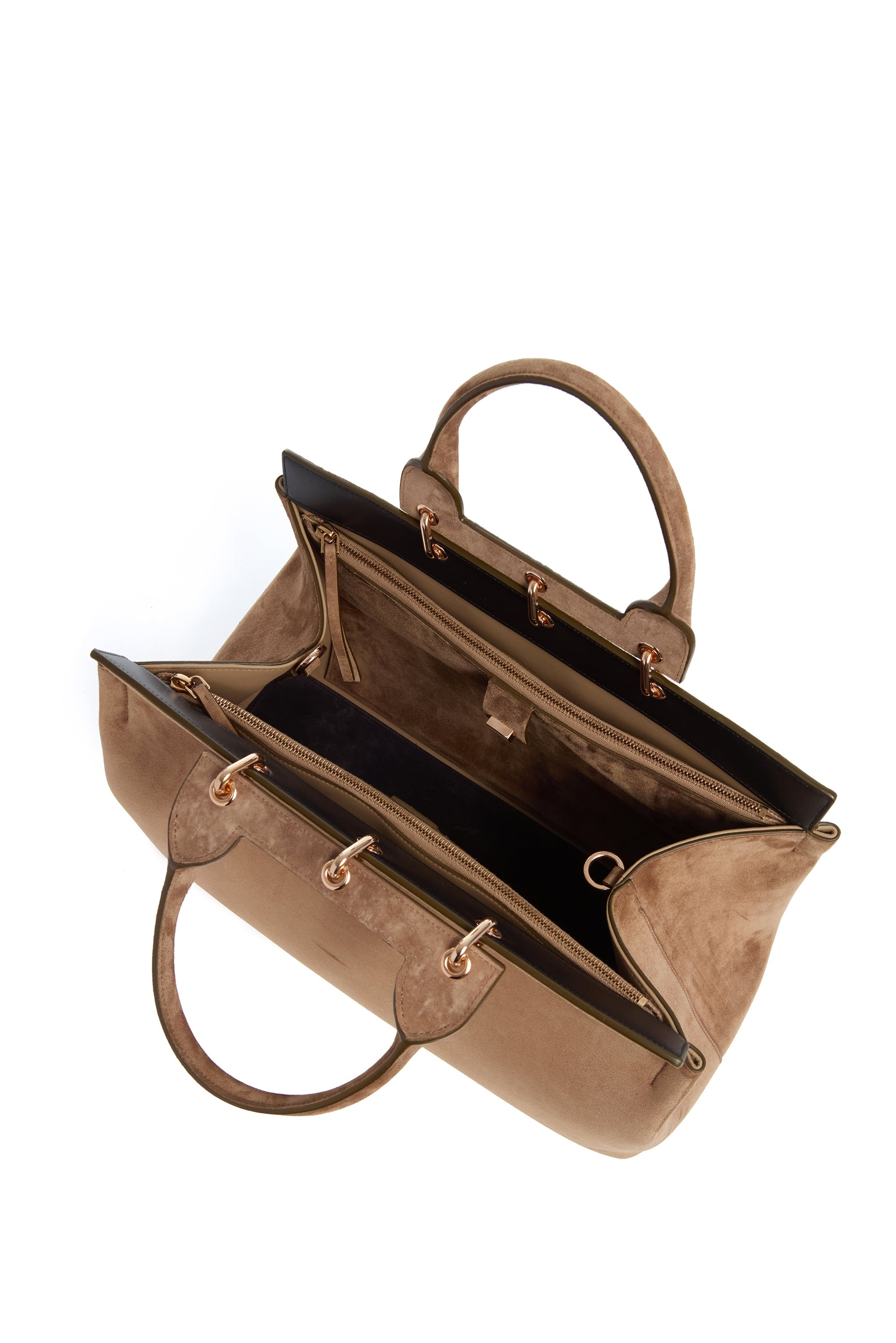 Large Amethyst Bag in Dark Sand Suede - 4