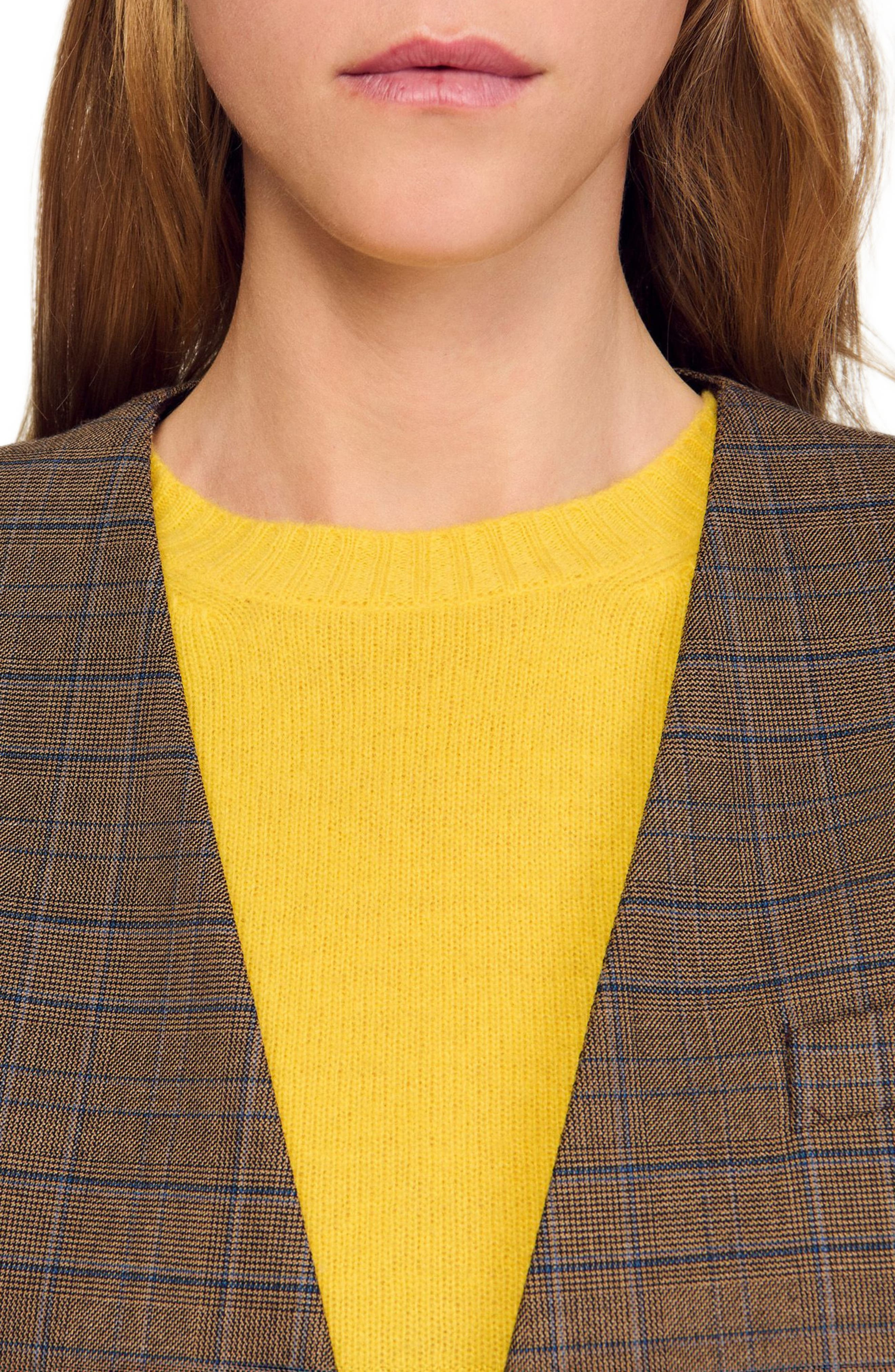 SANDRO Oversized checked jacket in Ocher /Blue at Nordstrom - 4